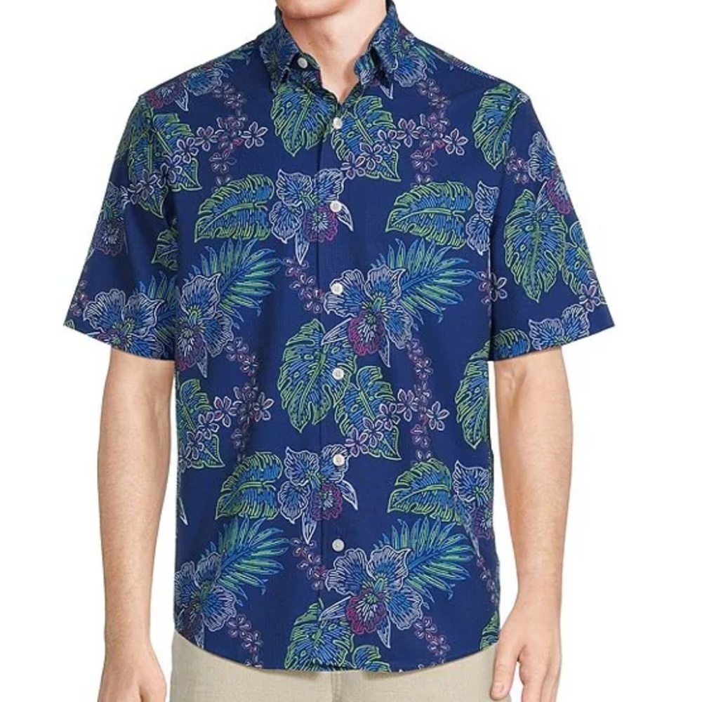 Caribbean
Neon Leaf Performance Printed Short Sleeve‎ Woven Shirt size XXL